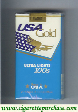 USA Gold Ultra Lights 100s cigarettes soft box